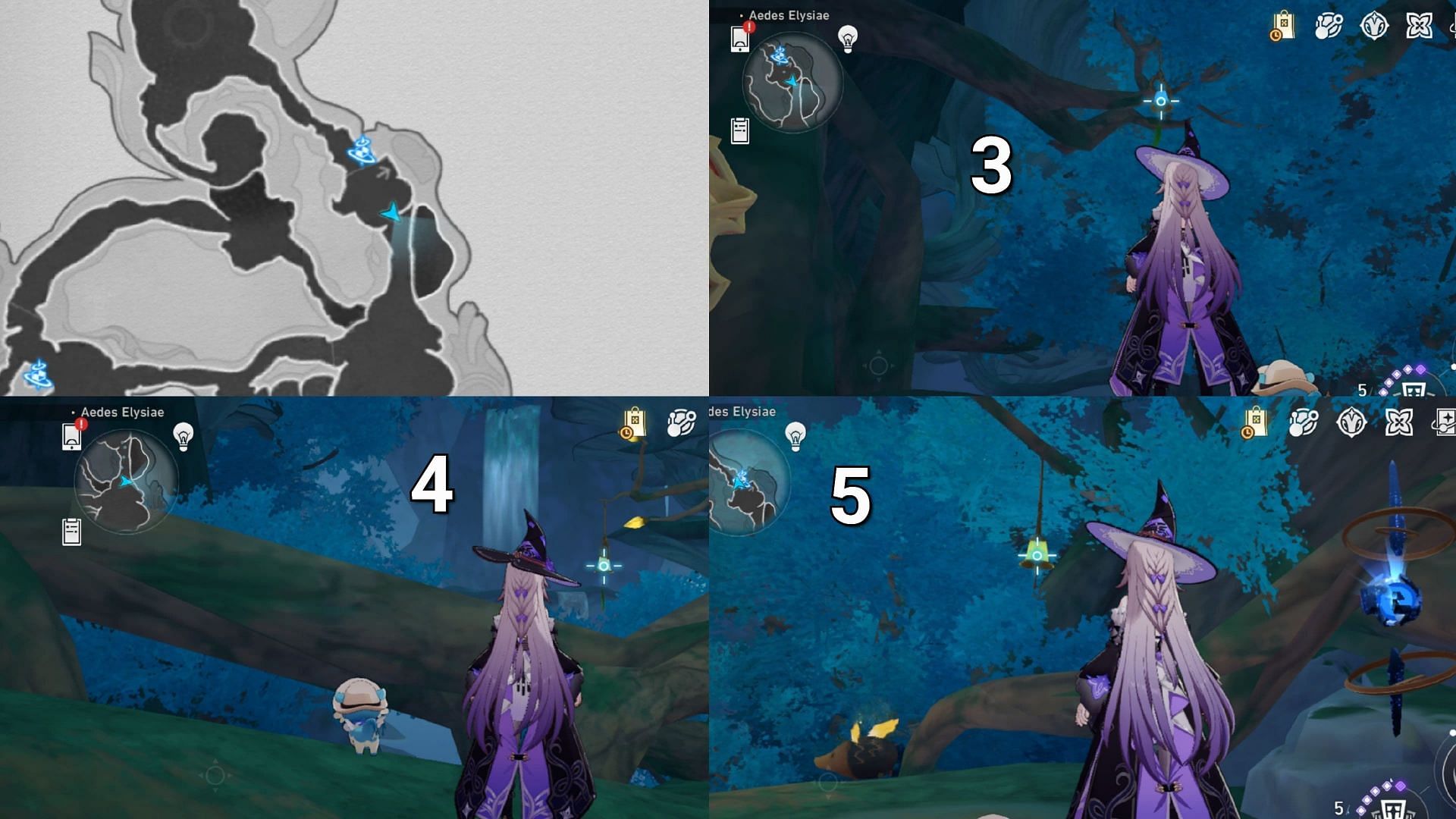 The order of wind chimes to hit on the upper floor of the Membrance Maze (Image via HoYoverse)